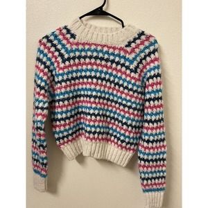 ZARA Multicolored Striped Chunky Knit Pullover Size Medium Sweater​​​​​